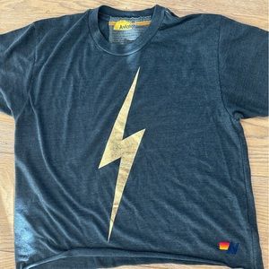 Aviator Nation metallic lightning bolt boyfriend tee